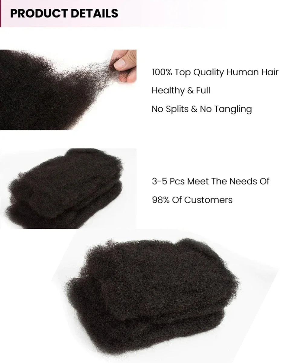 QVR Afro Kinky Bulk Hair No Attachment QVR Afro Curly Bulk Human Hair Rebecca Virgin Remy Dreadlock 50G/Pack Highlight Braids