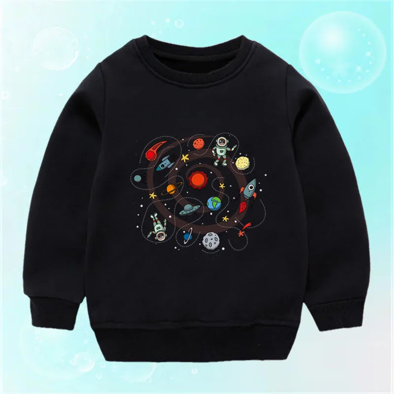 Lolocee Kids Sweatshirt,Crew Neck Long Sleeve with Cute Planet Print,Boys Fashion Pullover Top Toddler Children's Daily Wear XQ1 BAZAARHUBO