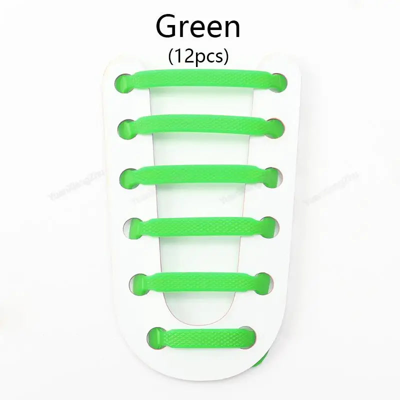 12Pcs Stretch Silicone Shoelaces No Tie Shoe laces Elastic Laces Sneakers Kids Adult Rubber Shoelace One Size Fits All Shoes
