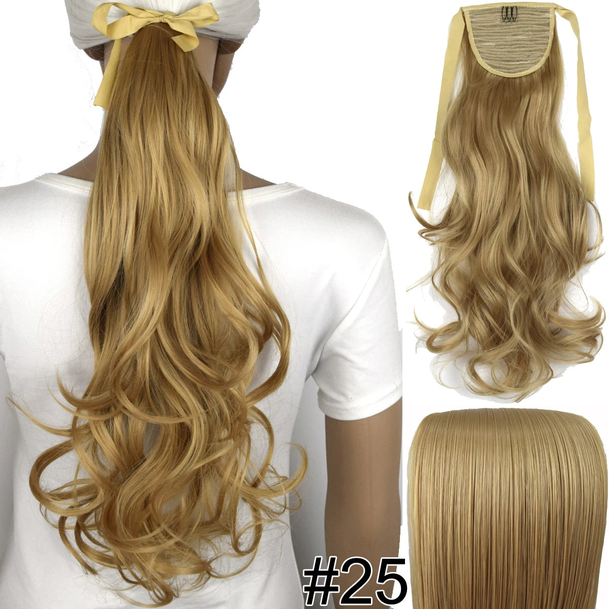 TOPREETY  Synthetic Hair Fiber Heat Resistant Wavy Ribbon Clip in Ponytail Extensions 1008