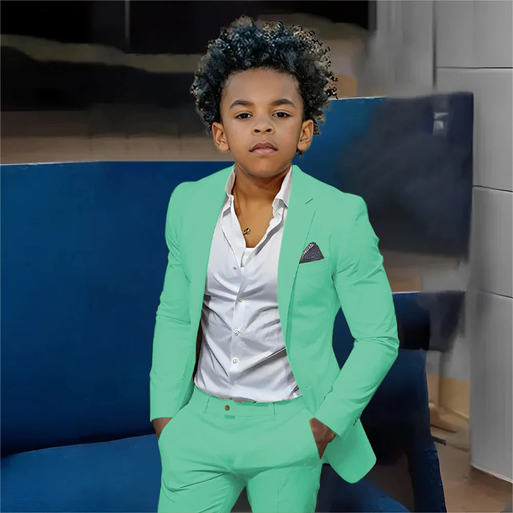 Casual Beige Boys Suit 2 Piece Set Fashion Design Wedding Tuxedos for Kids Custom Clothes 2-16 Years Old Outfit