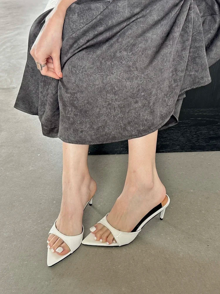 Eilyken New Arrived Pointed Toe Thin High Heels Slippers Women Strippers Sandals Sexy Mule Slides Summer Shoes