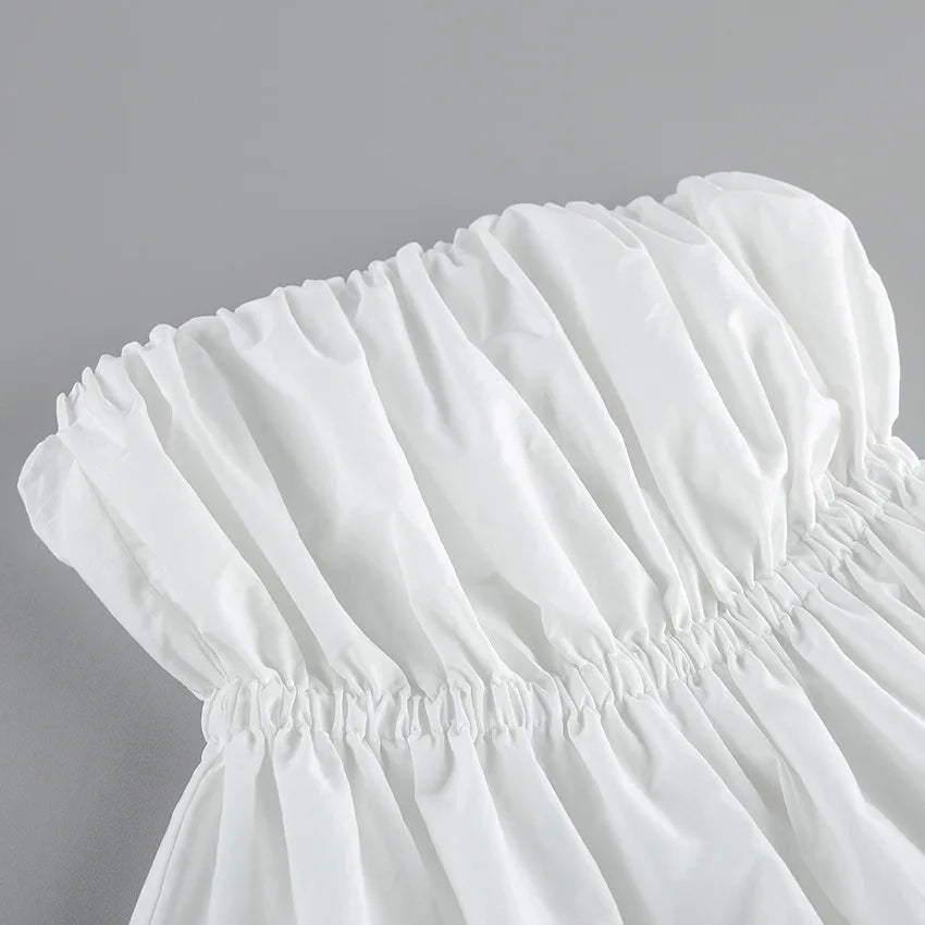 SuperAen European and American Style Fashion Design Sexy Top Unique Design Summer 2026 New White Folds Slimming Tops