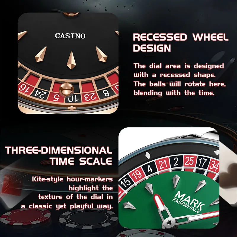 Mark Fairwhale 5031 Fashionable Roulette Men watch Trendy Night Light Waterproof Quartz Watch Light Luxury Watches for Men
