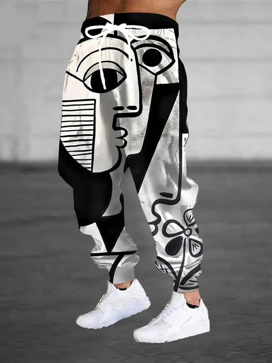 The new men's trousers for the autumn of 2025 are street fashion casual and feature 3D abstract face prints for comfort