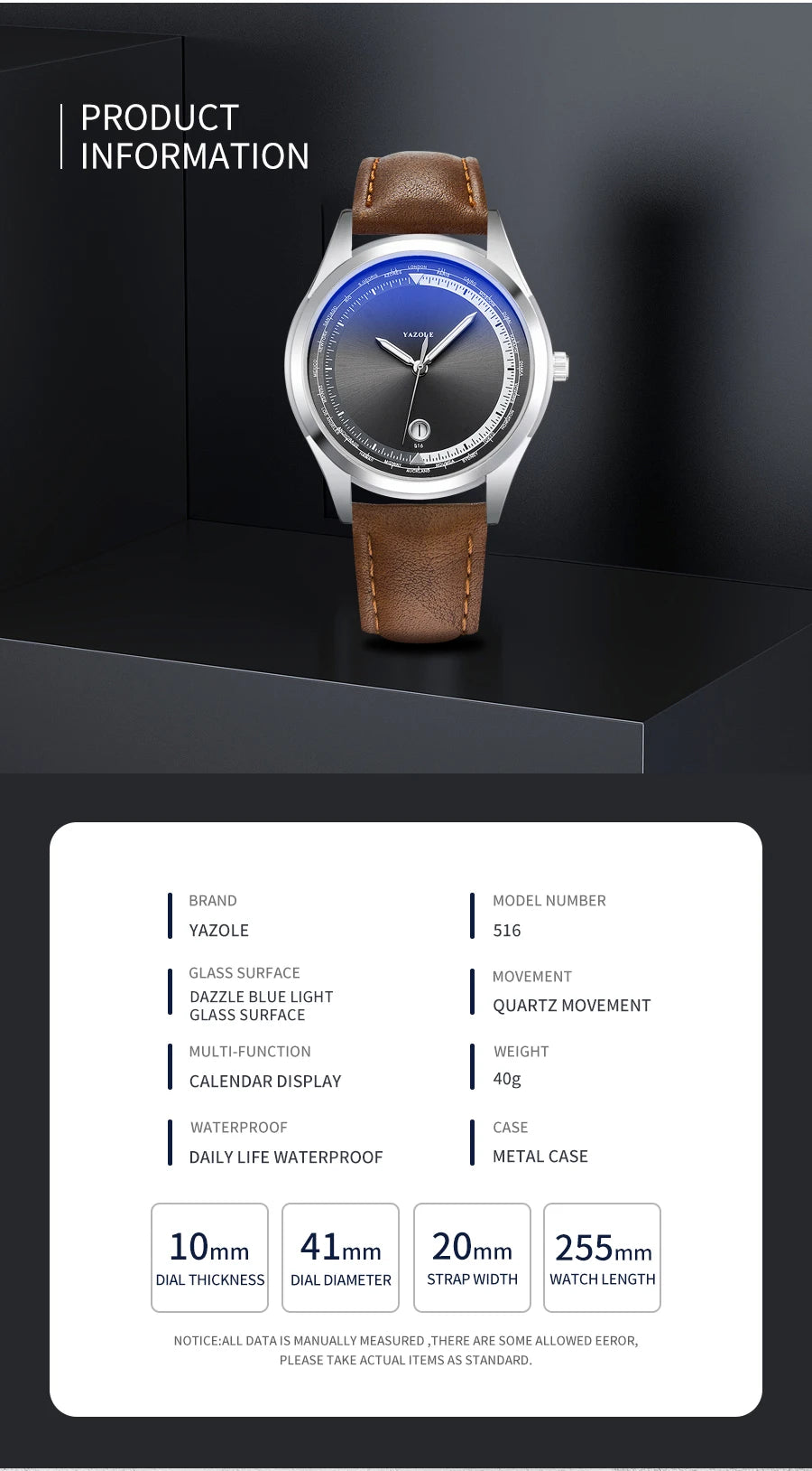 YAZOLE Men's Watch Minimalist Luxury Quartz Man Watch Original Leather Strap Waterproof Calendar Watches Relogio Masculino