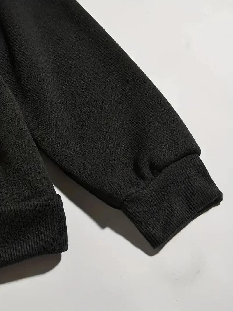 Men's autumn and winter casual fashion loose back poker card A graphic printed long sleeved hooded sweatshirt warm pullover BAZAARHUBO