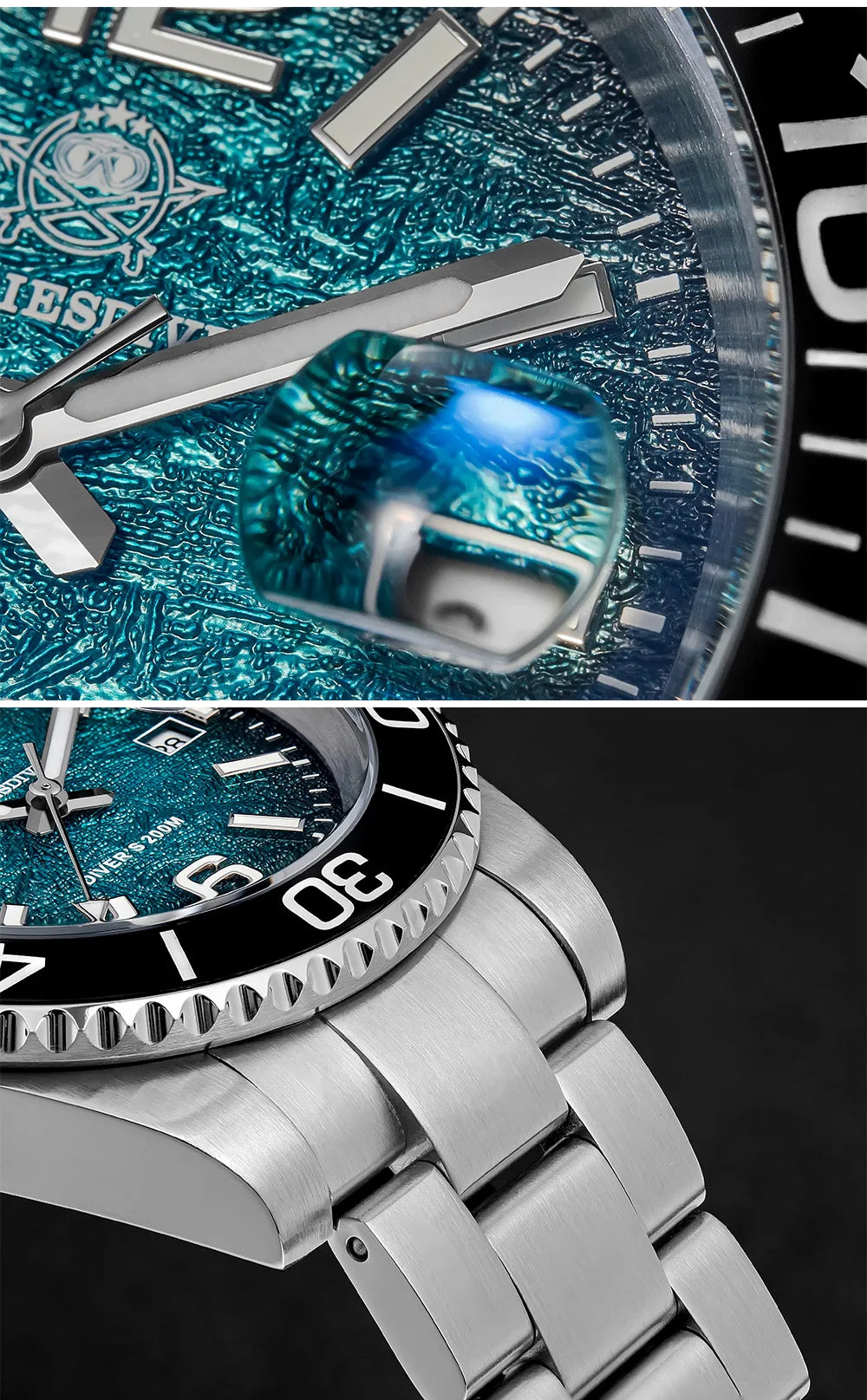 ADDIESDIVE 41mm Watches Japan 2115 Quartz Movement Luminous 200m Waterproof Dive Ceramic Bezel 316L Stainless Steel Man Watches