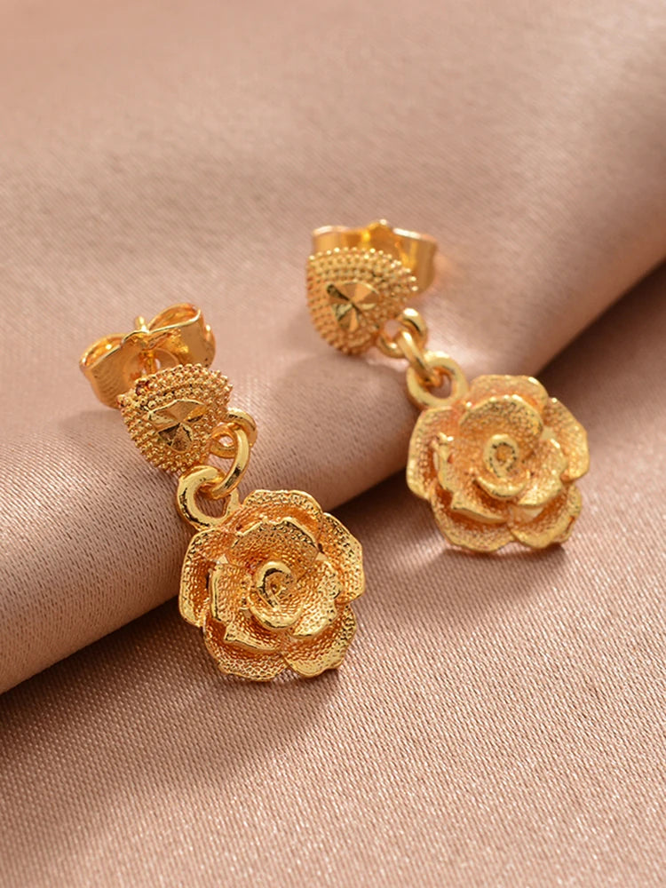 Ethiopian Gold Color Earrings For Woman African Fashion Wedding Bridal Party Wife Earrings Jewelry New