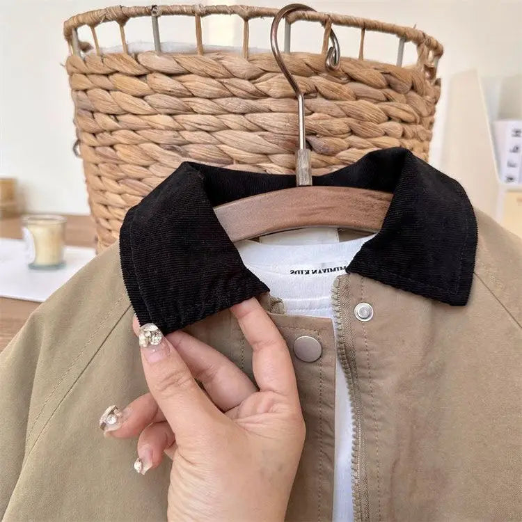 Kids Windbreaker New 2026 Spring Autumn Fashion Korean Casual Baggy Simple Style
