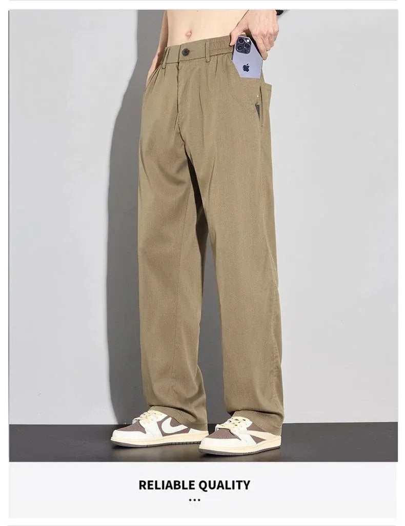 2026 Thin Summer New Men's Soft Lyocell Casual Pants Comfortable Fashion Solid Color Simple Male Trousers Brand Clothing