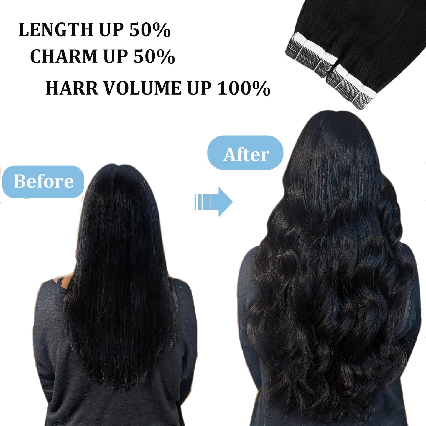 Tape In Hair Extensions Remy 100 Human Hair Straight Seamless Skin Weft Tape Hair Extensions Natural Black Hair For Women