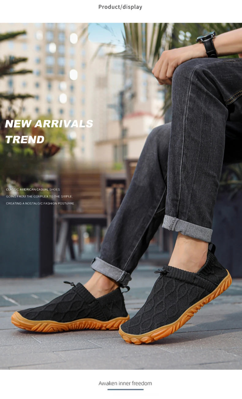 Minimalist Men's Barefoot Shoes Anti Slip Breathable Knitting Walking Shoes for Men Wear-resistant Lightweight Running Sneakers