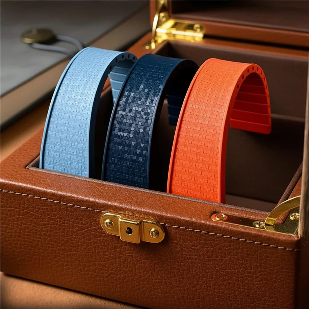 Cut to Size Fluoro Rubber Watch Strap 18/19/20/21/22mm Mosaic FKM Deployment Buckle Universal Flat End Replace Band Bracelet
