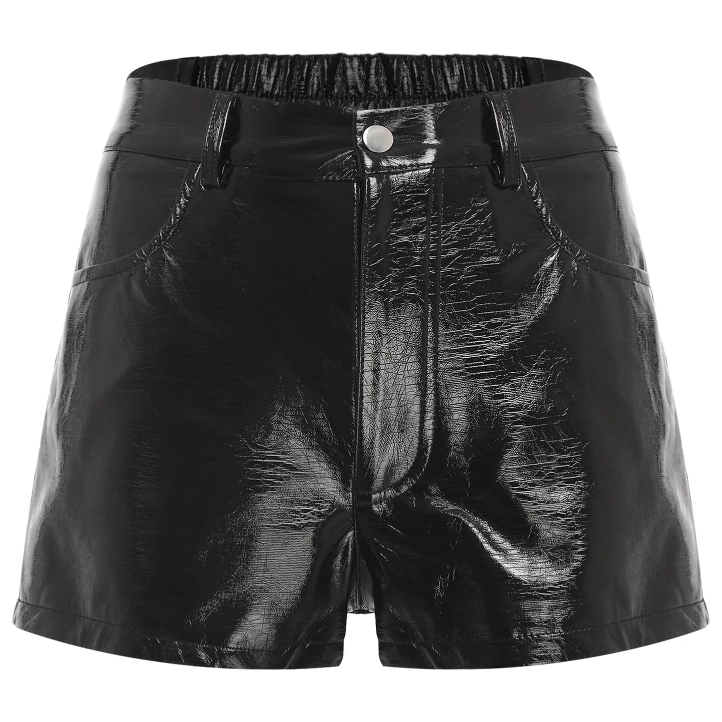 Womens Rivets And Belt PU Leather Hot Pants Hot Shorts Slim Fit Short Bottoms Club Rock Music Festival Costume