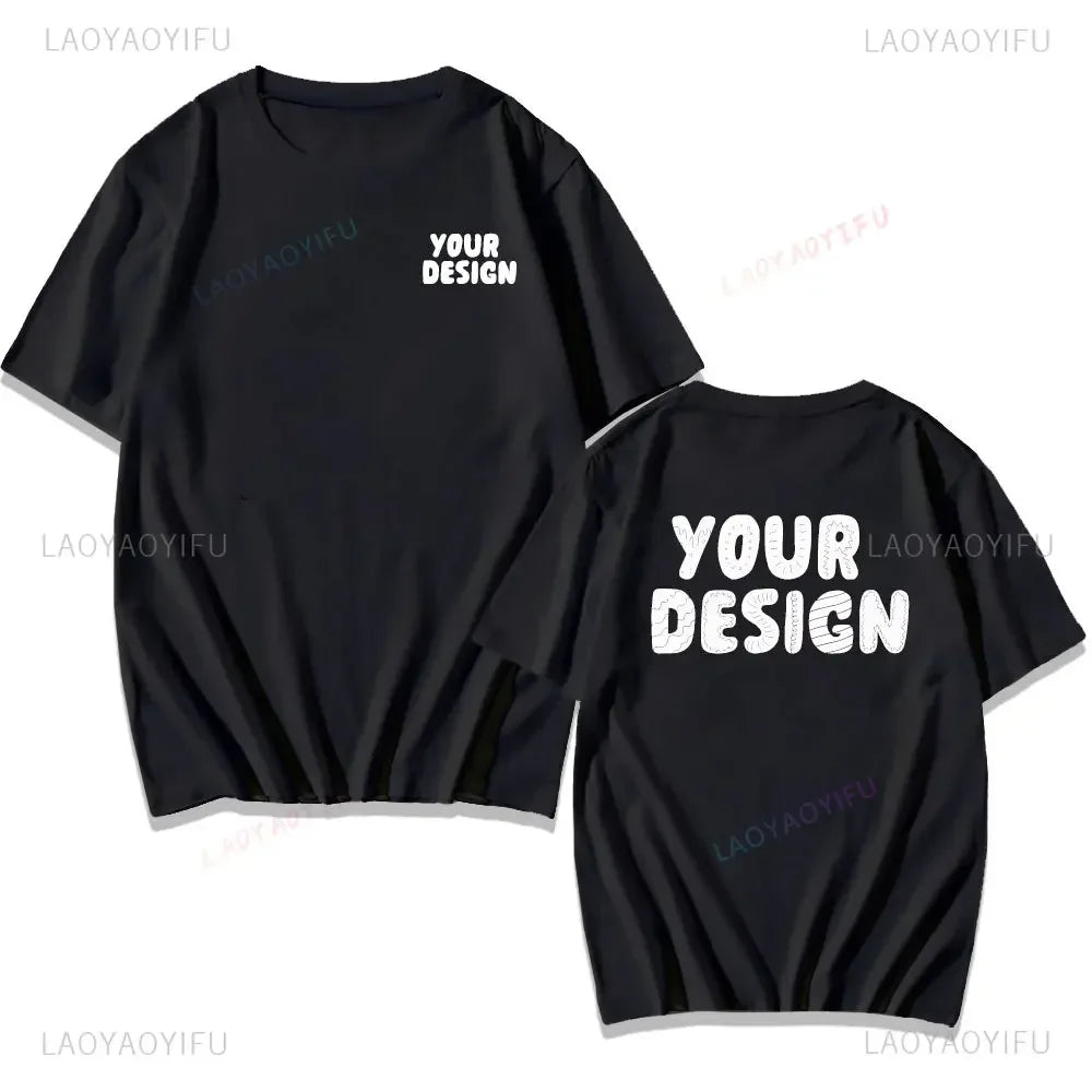 2025 Customized Printed Cotton Black White T Shirt Harajuku Men Women Tee DIY Your Like Photo  Tshirt Fashion Custom Tops