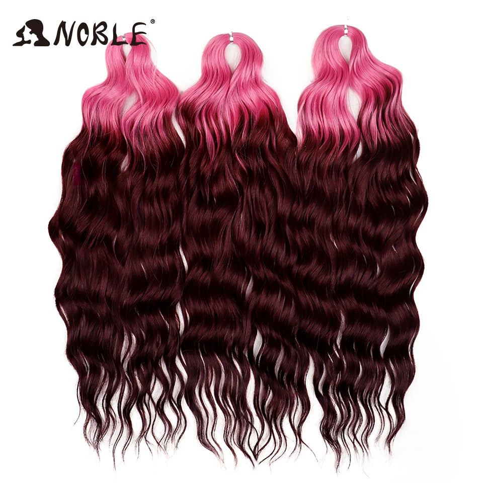 Noble 24 Inch Synthetic Hair Water Wave Braiding Hair Extensions Ombre Rainbow color Deep Wave Curl Twist Crochet Hair Extension