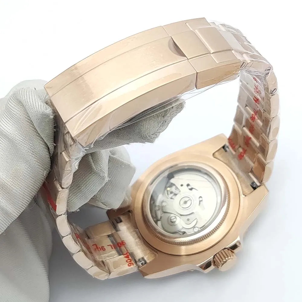 40mm Luxury Rose Gold Men's Watch Sapphire Perspective Back Automatic Watch Mechanical Gold Watch NH35 Stainless Steel Sport