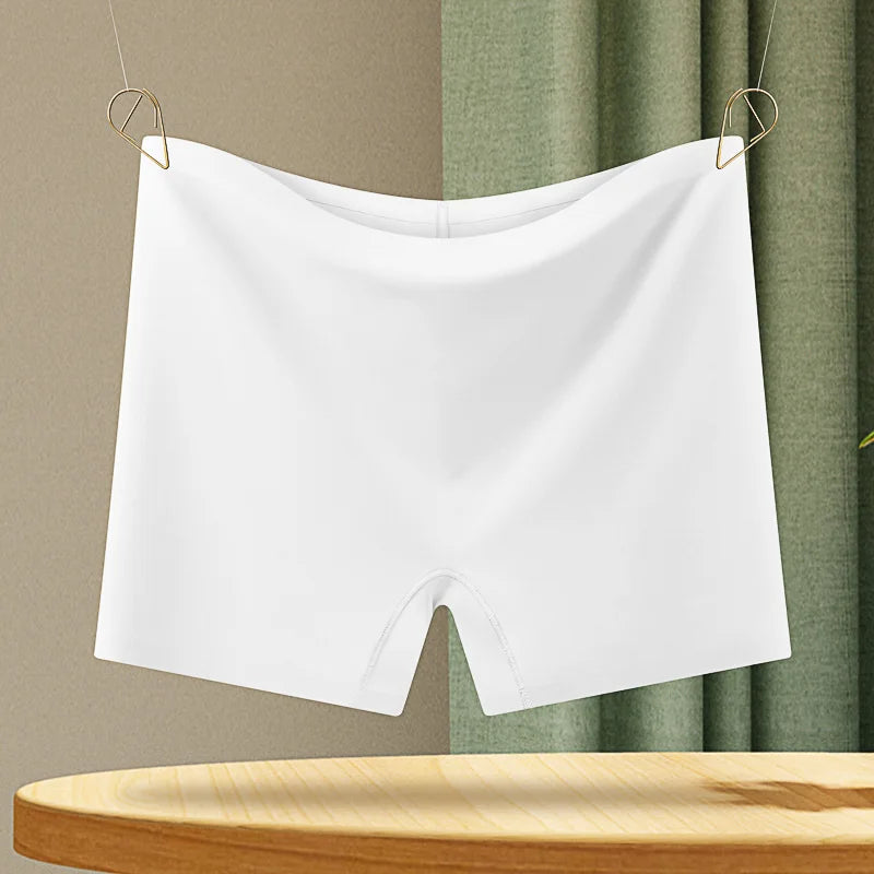 Womens Nylon Ice Silk Seamless Boyshort Underwear Anti-See-Through Breathable Non-Curling Safety Pants