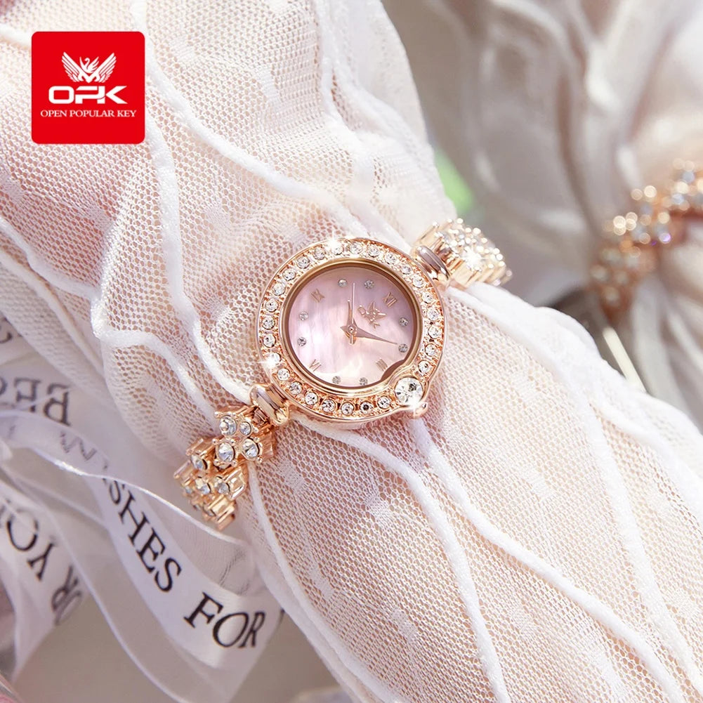 OPK 6054 Full Diamond Woman Watches Original Quartz Wrist Watches for Women Fashion Elegant Waterproof Ladies Watch Girls Gifts