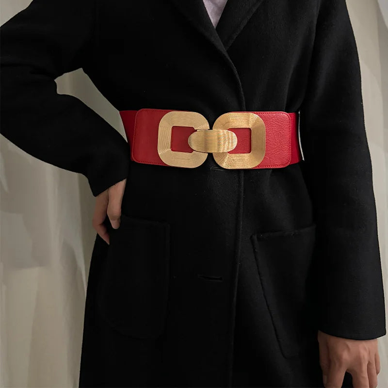 Black Plus Size Wide belt for women Girdles Elastic Cummerbunds Luxury Brands Designer Corset Belt Female Punk Gothic Belt Gold BAZAARHUBO