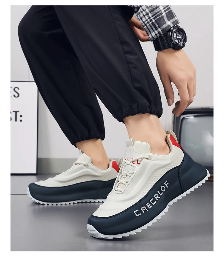 Men's Low-Top Fashionable Color-Blocked Casual Sneakers, with Comfortable Lining, Non-Slip and Wear-Resistant, Height-Increasing Thick Sole, Dual-Purpose Sports and Casual Shoes