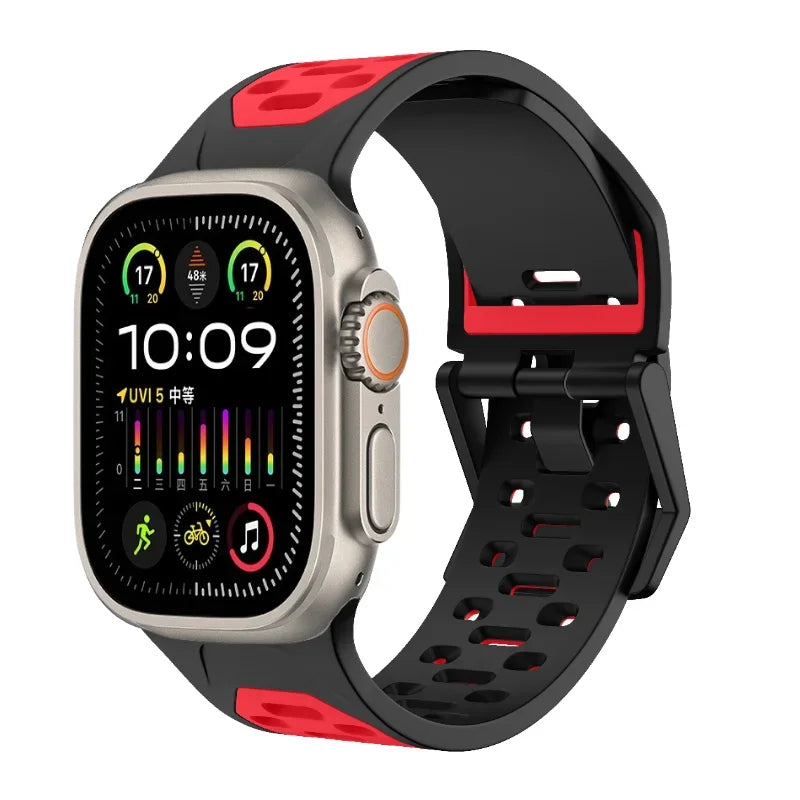 Silicone Strap For Apple Watch Ultra 3 2 1 49mm 11 10 46mm 9 8 7 45mm Breathable two-color Bracelet for iWatch 6 5 4 3 SE 44mm