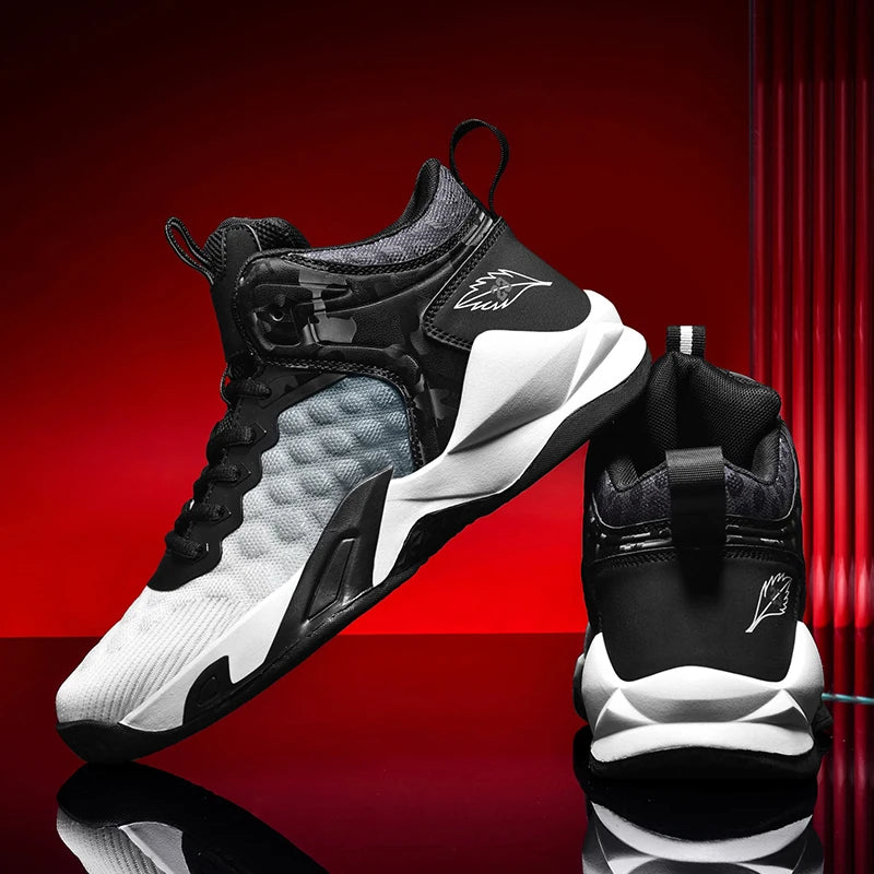 Basketball Shoes, Men's Outdoor Sports Shoes, Men's Shock-Absorbing High-Top Student Practical Shoes, Mesh Breathable Casual Shoes