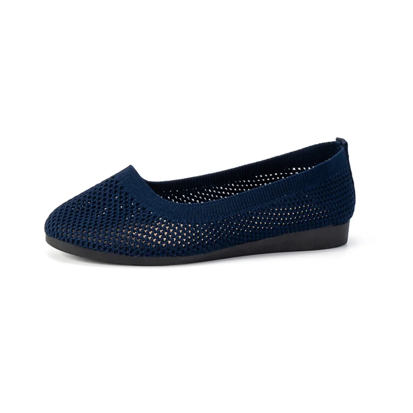 Women Round Toe Flat Shoes Solid Color Knitted Slip on Shoes Casual Breathable Ballet Flats Women Mesh Flat Shoes Loafers Woman