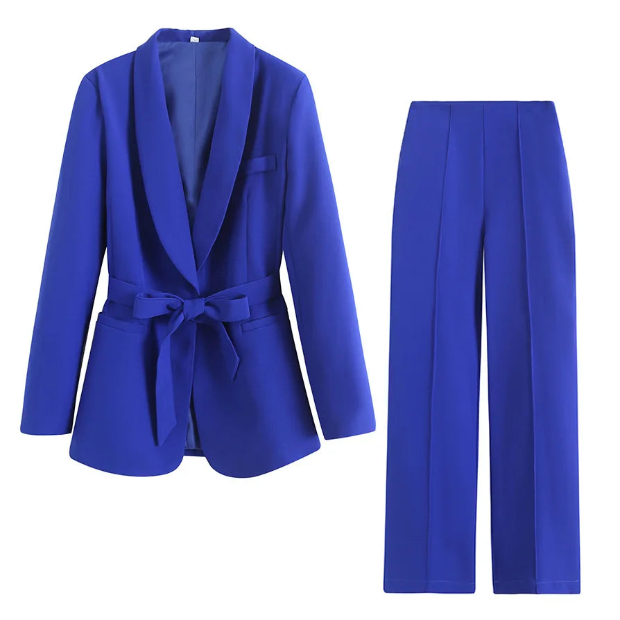 Blouse Suit Casual Trousers Suit Set Women's Spring/Autumn Belt New Comfortable Minimalist Niche Versatile Elegant Distinctive