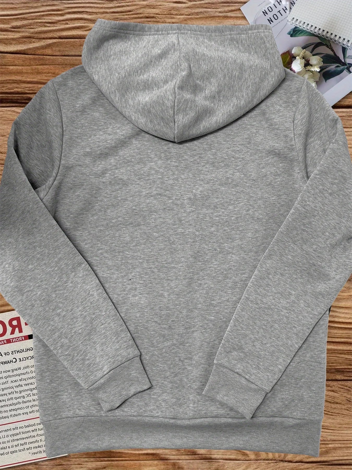Women's autumn and winter warm and loose casual MILANO ITALIA pattern printed suede long sleeved hooded sweatshirt BAZAARHUBO