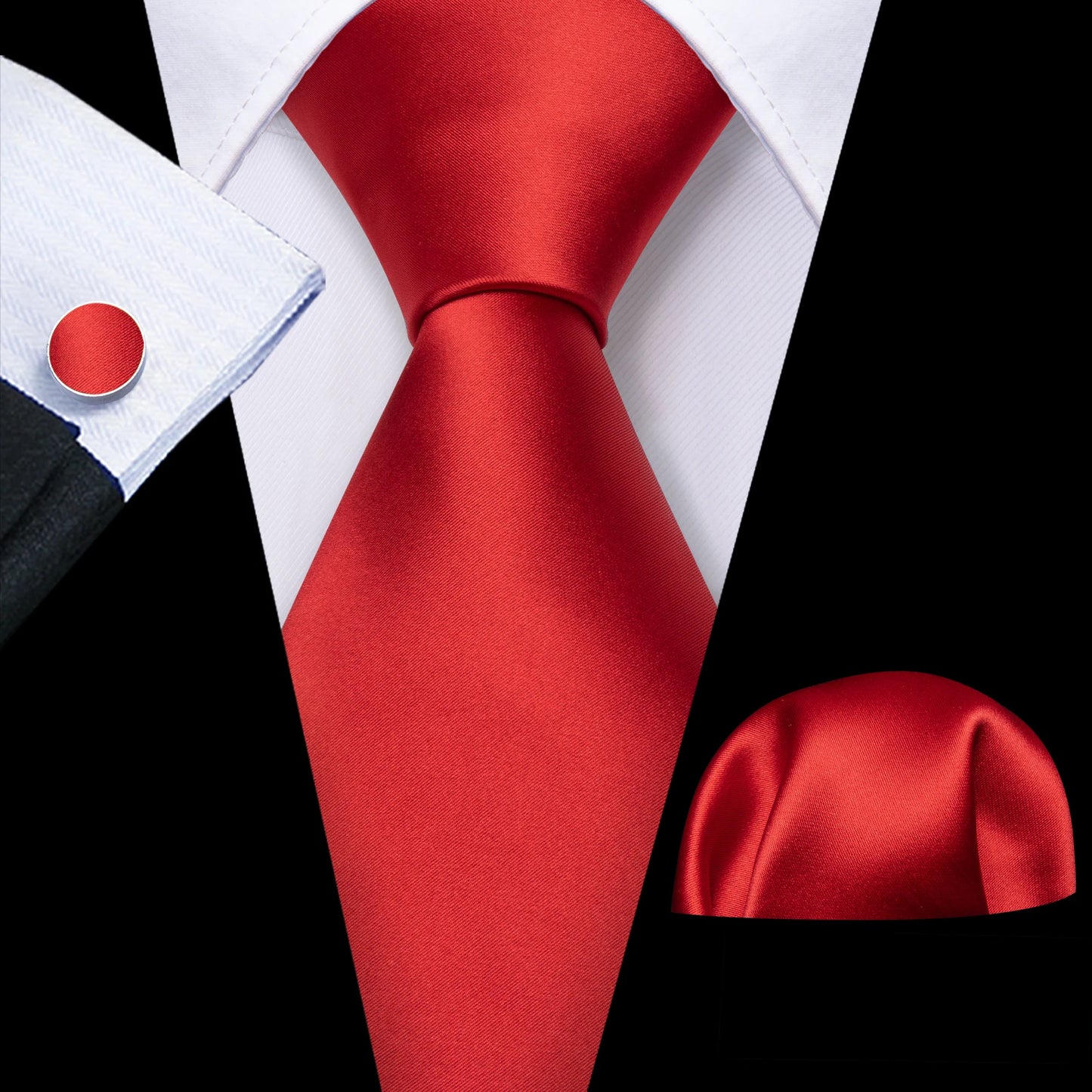 Exquisite Rust Red Silk Ties For Men Designer Pasiley High Quality Handkerchief Cufflinks Set Wedding Party Business Barry.Wang BAZAARHUBO