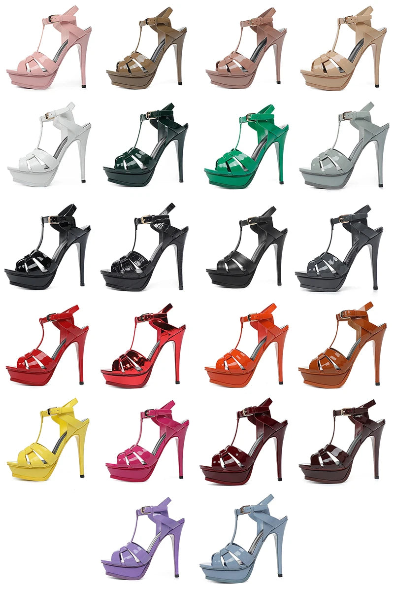 2023 Summer New Genuine Leather Brand High Heels Women's Open Toe Single Shoes Wedding Party Fish Mouth Shoes 13CM High Heels