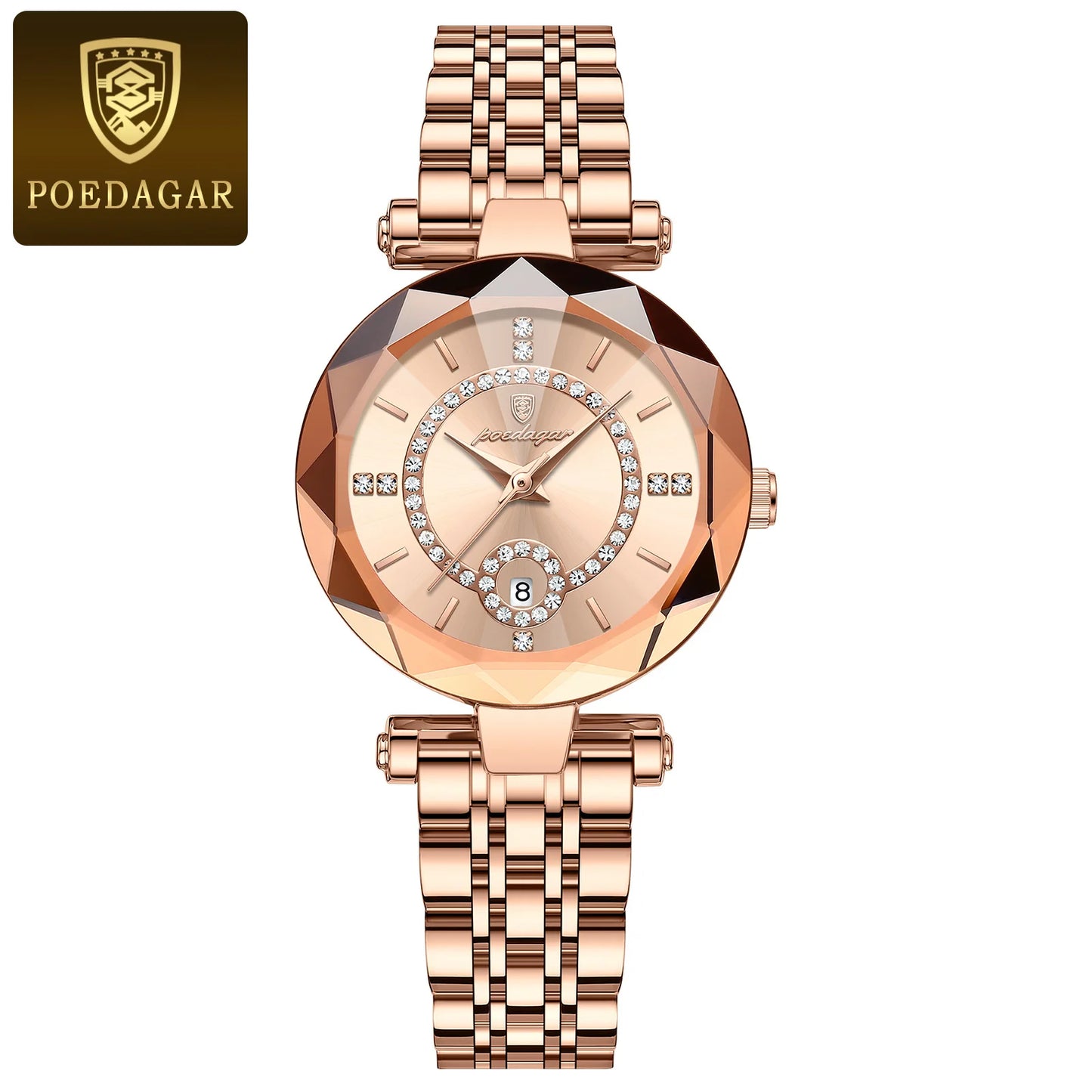 POEDAGAR Luxury Fashion Women Watches Waterproof Stainless Steel Date Diamond Ladies Watch High Quality Quartz Woman Wristwatch