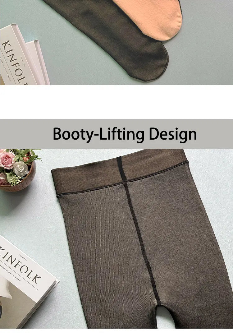 Women Fleece Lined Leggings Winter Thermal Sheer Tights Feeted Pantyhose Fake Translucent Thick Warm Booty Lifting Leggings New