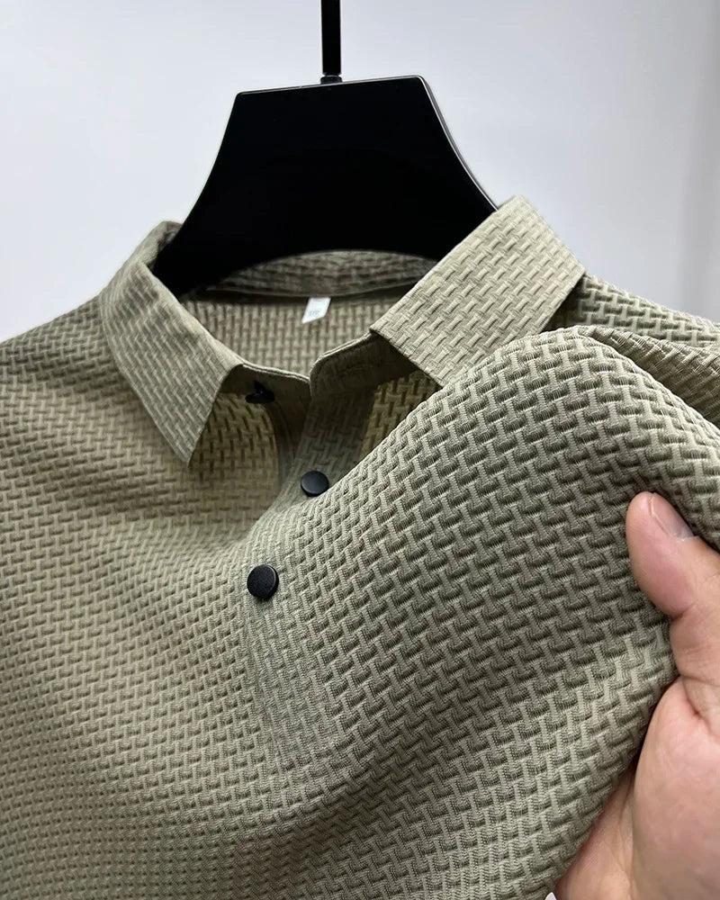Brand Clothes Summer New Men's Short Sleeve T-shirt Ice Silk Cool and Breathable POLO Shirt Business Casual Sweat-absorbing Top