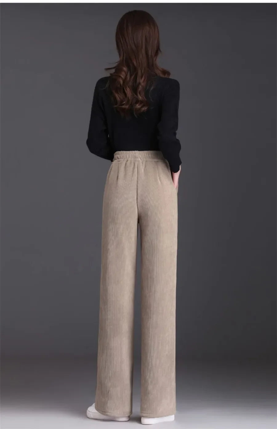 Thin/Thick Winter Lined Wide Leg Pants CasualThicken Warm Baggy Sweatpants Women HighWaist Korean Lamb Fluff Straight Pantalones