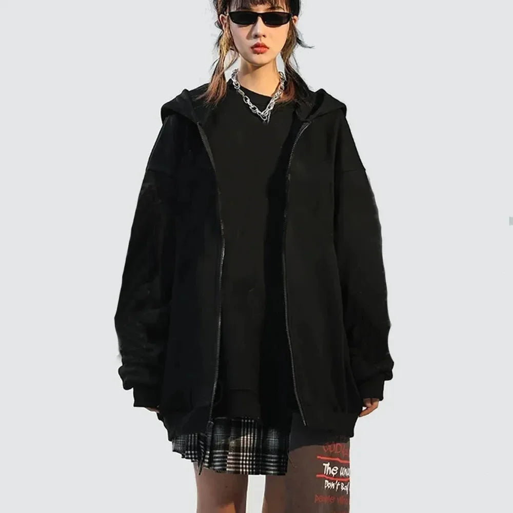 25 High Street Hoodie Men Solid Color Zip Up Long Sleeve Loose Jacket Coats Casual Hooded Sweatshirt Y2K Fashion Outdoor Clothes