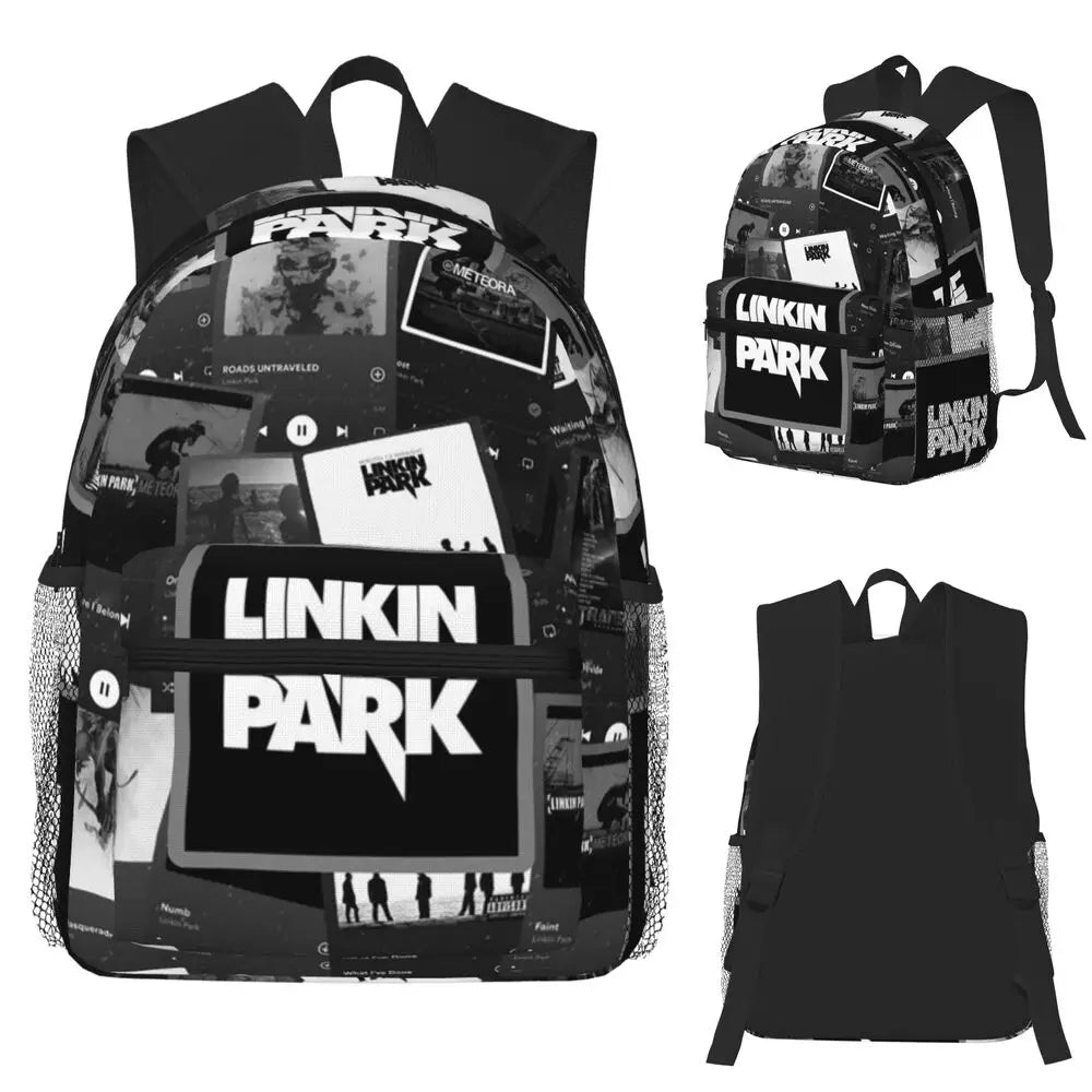 L-Linkin-S P-Park-S Band Student Backpack School Bag Hiking Travel Daypack for Boys Girls Fashion Bookbag Shoulder Bags