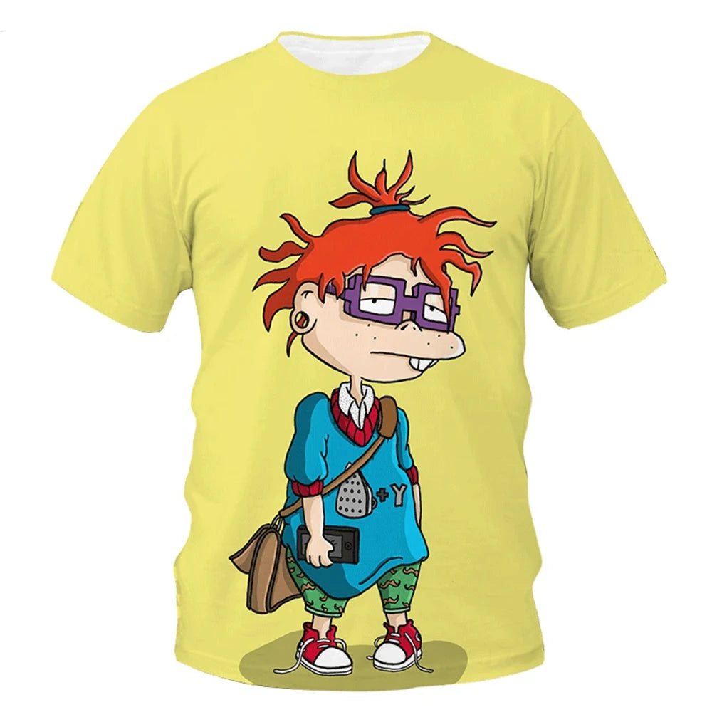 Summer fashion, novelty, creativity, 3D printing, anime character printing, fun, casual, comfortable short sleeved T-shirt