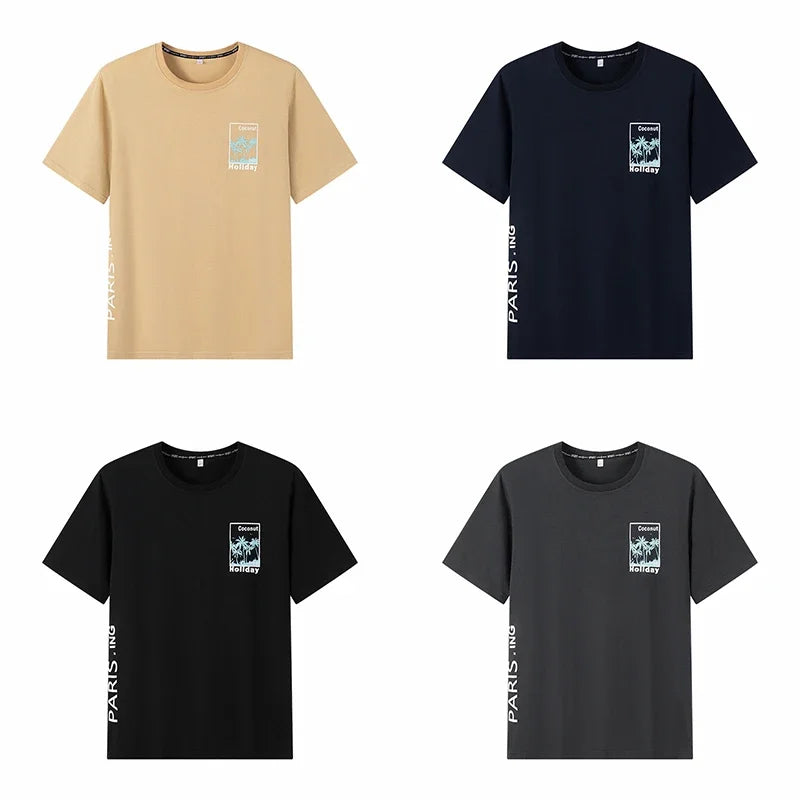 Men T Shirt Printed Popular Tees Big Size 110-175kg 6XL/7XL Plus Size Fashion Cotton Round Neck Short Sleeve Oversized Tops