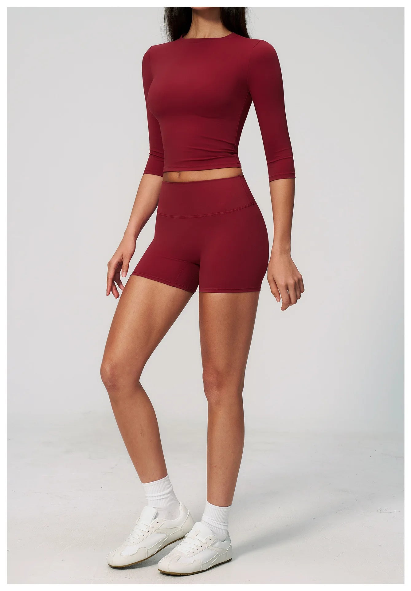 Sportswear Workout Clothes 2026 New Yoga Outfit Set For Women Slim Fit Mid Sleeve Shorts Outdoor Fitness Half Sleeve Sports Suit