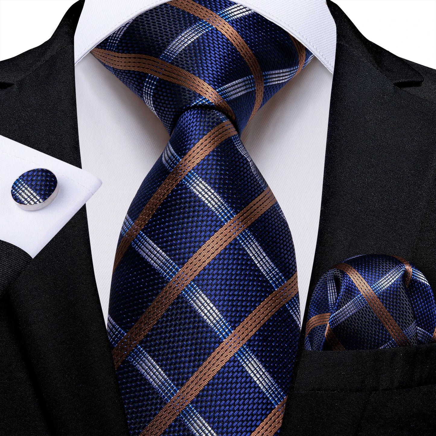 Dark Red Plaid Silk Ties for Men Classic 8cm Business Wedding Party Accessories Pocket Square Cufflinks Gift DiBanGu Dropship BAZAARHUBO