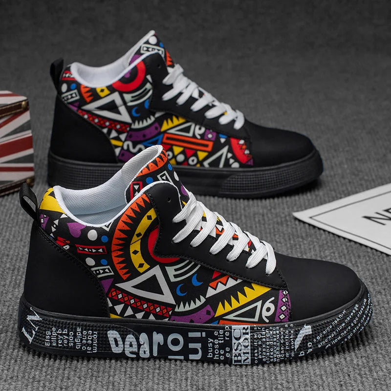 Mens Casual Sport Shoes 2026 Autumn Fashion Comfort Non Slip Casual Sneakers Platform Outdoor Running Shoes Graffiti Board Shoes