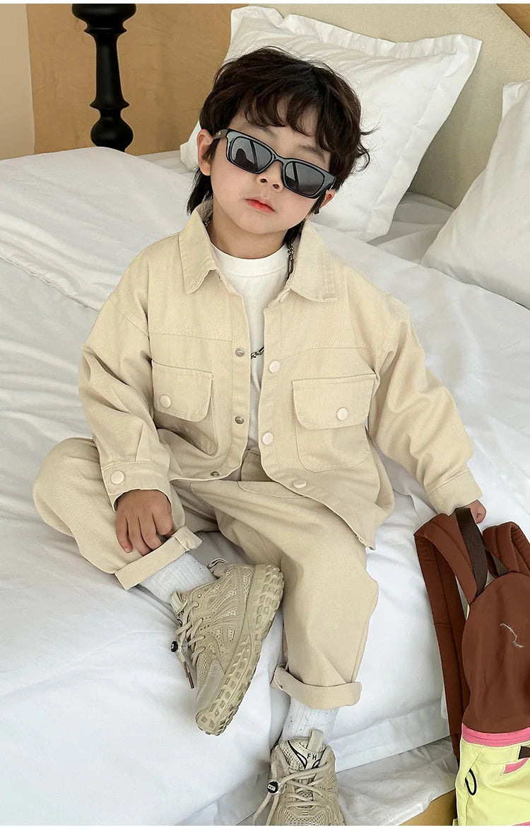 Boys' suit 2025 autumn new fashionable top pants sports casual workwear  children's clothing jacket