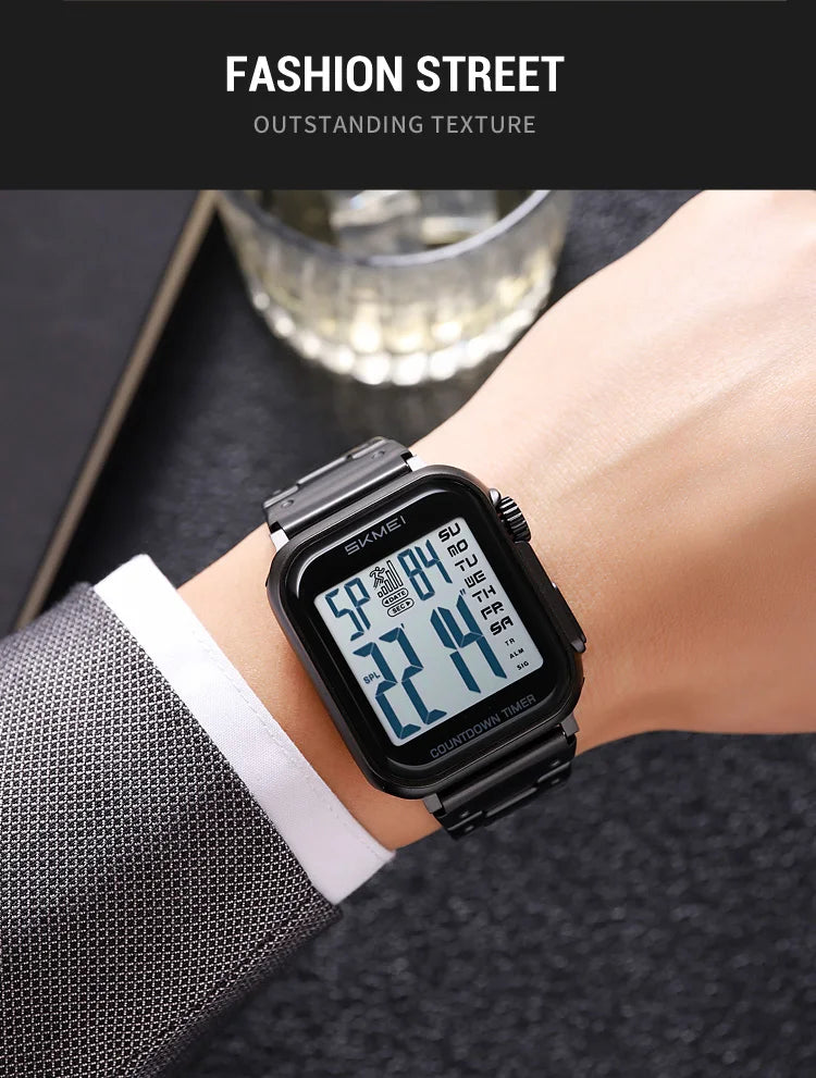 SKMEI 2447 Brand Fashion Men's Electronic Watch Calendar Alarm Clock Luminous Countdown Digital Watches for Man reloj hombre