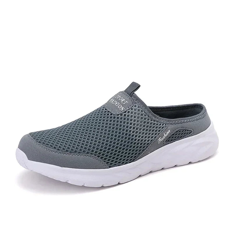 Half Slippers Outdoor High Quality Anti-slip Men Leisure Shoes Mesh Breathable Soft Comfortable Flat-bottomed Slippers