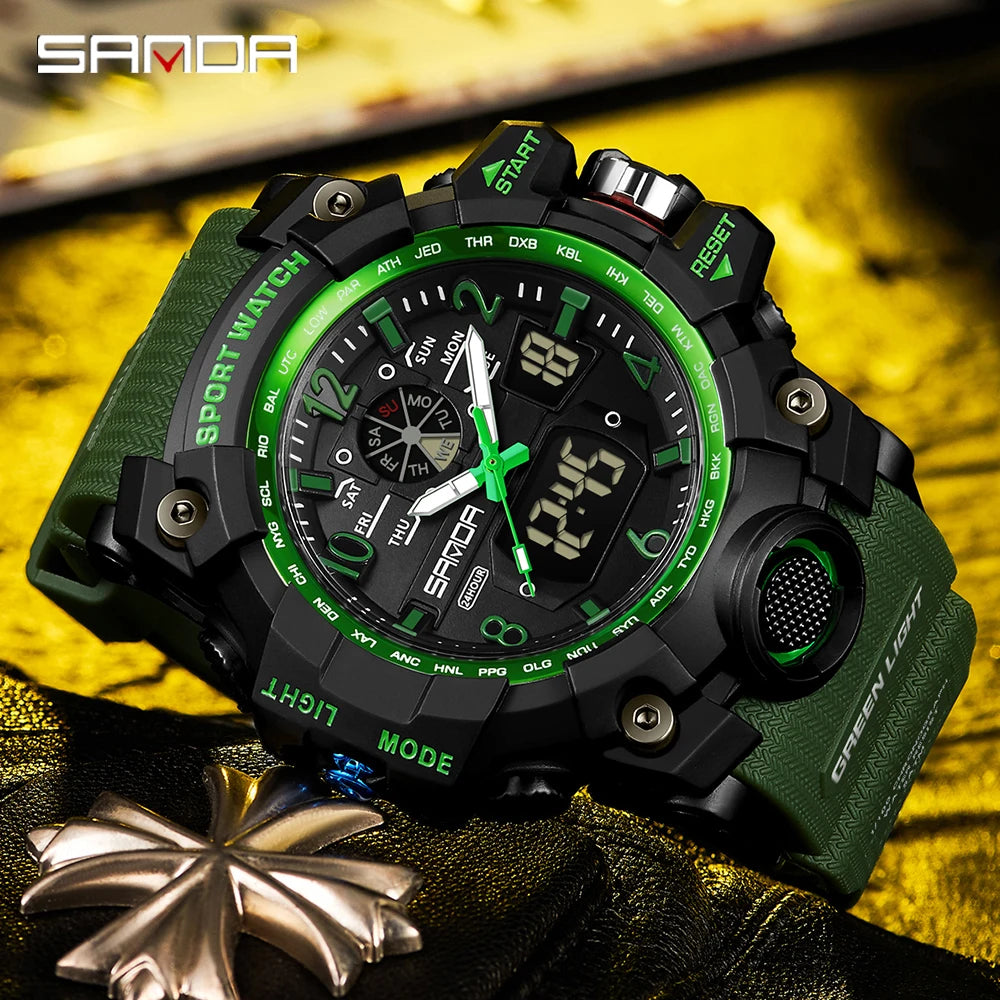 SANDA 3169 Top Brand Sports Men's Watches Military Quartz Watch Man Waterproof Wristwatch for Men Clock shock relogios masculino