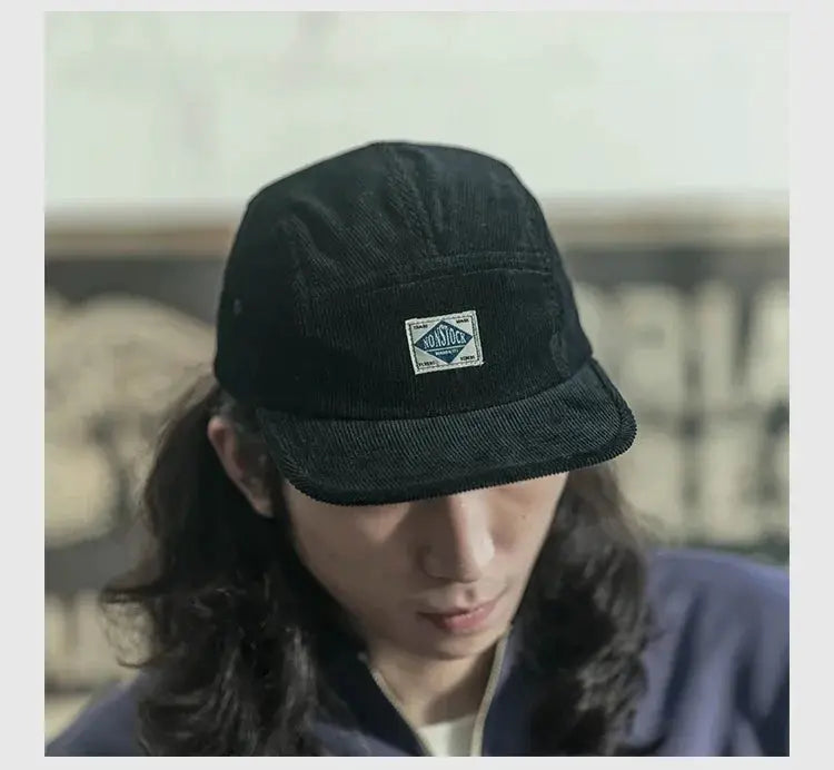 Non Stock 5 Panel Corduroy Hat with Snap Closure Baseball Cap Hip Hop Biker Board Cap BAZAARHUBO