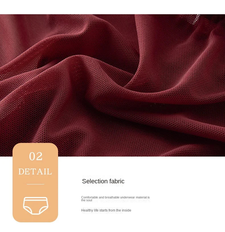 L-XL Women's Underwear Panty Sexy Lace Panties Bowknot Wine Red Brief Med Waist Seamless Underpants Female Lingerie Panties
